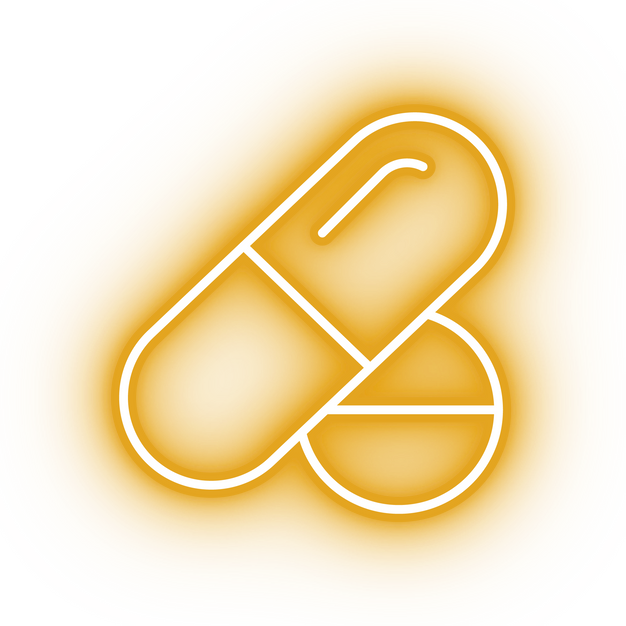 Neon yellow pills icon